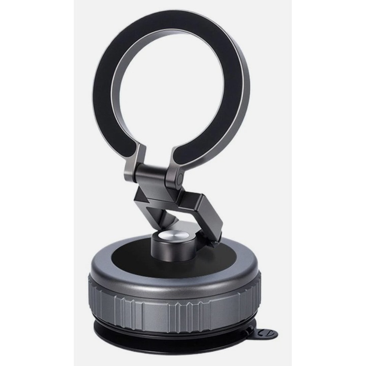 Suport telefon magnetic, pliabil, prindere bord/parbriz/sticla neteda/desktop/, ajustabil, anticoroziune, negru, universal, rotatie completa, fixare sigura, Negru