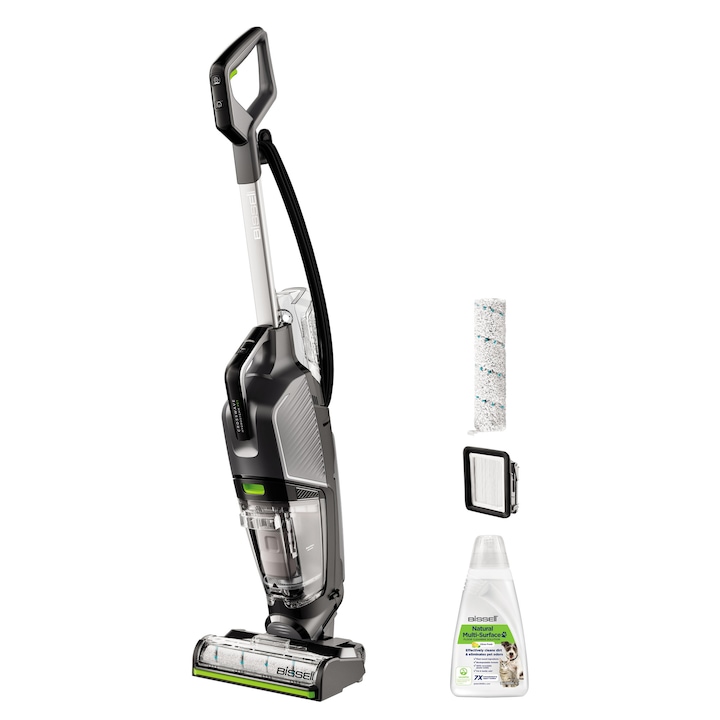 Прахосмукачка Bissell CrossWave HydroSteam Pet Select 3527N, 1100W, функция за пране, метален цвят, 0.64л