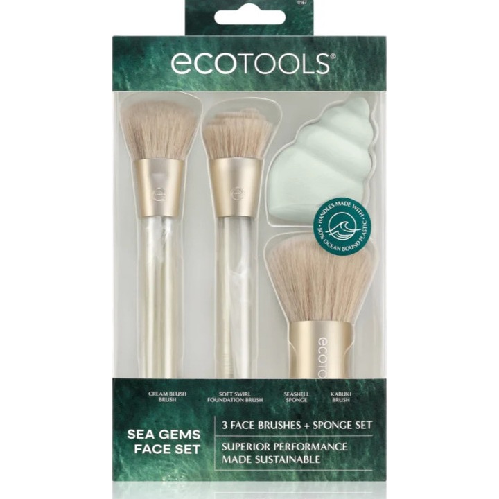 EcoTools Sea Gems sminkecset-készlet, 4 darabos, fehér-kék, univerzális