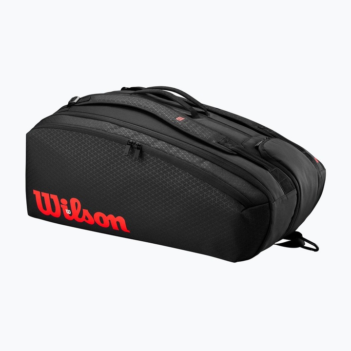 Geanta sport Wilson Clash V3 Super Tour, neagra, 3 compartimente, dimensiuni 76x34x45cm