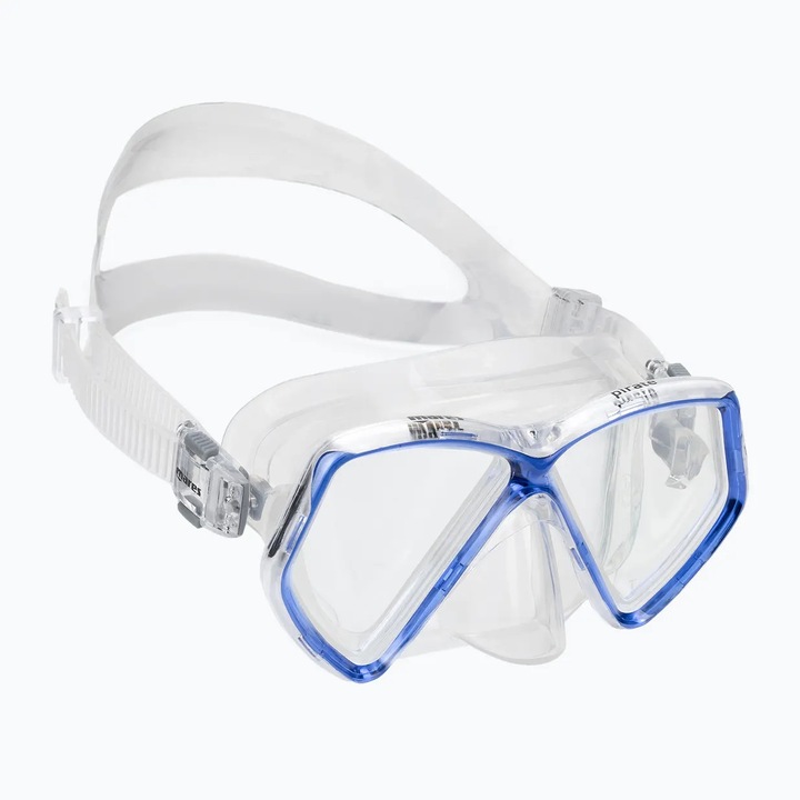 Детска маска за гмуркане с шнорхел Mares Pirate, прозрачна силиконова, синя, OS