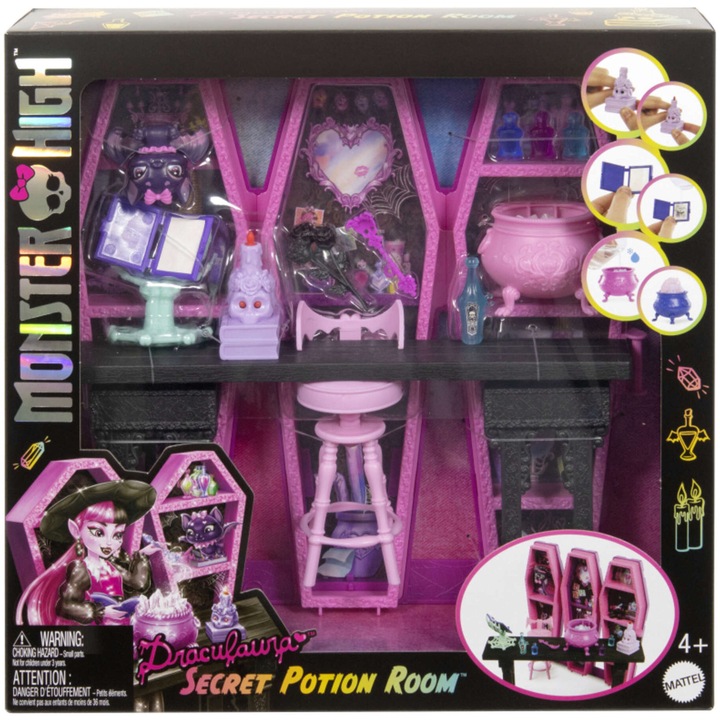 Monster High baba kiegészítő szett, Secret of the Draculaury Elixir Chamber, 5 darabos