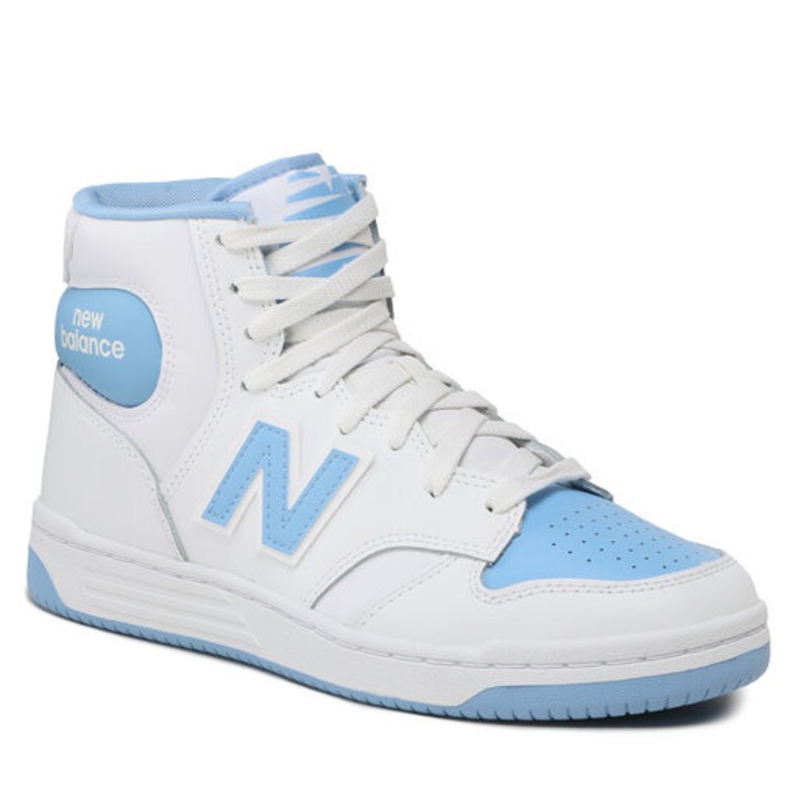 Tenisi dama, New Balance BB480SCC, piele ecologica/piele naturala, alb/albastru, 40 EU