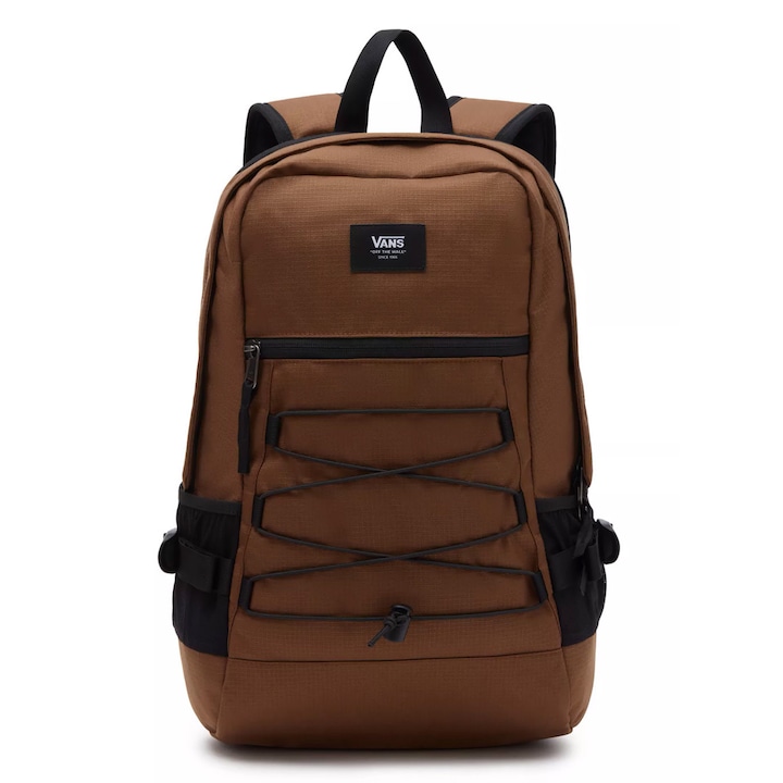 Rucsac urban Vans Original, unisex, cu compartiment pentru laptop, 20L, negru/maro