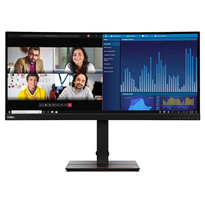 Lenovo ThinkVision P34w-20 monitor 34.14" UWQHD IPS 60Hz 4ms Ívelt Fekete 817x469x245mm