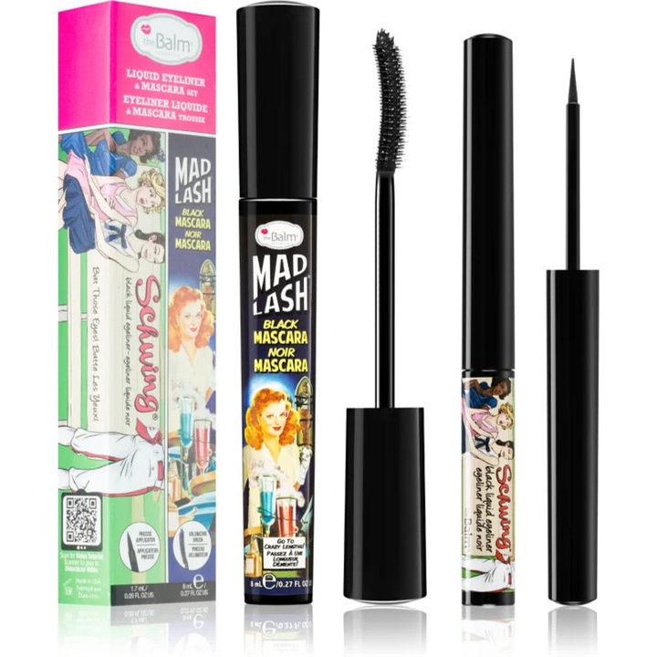 Комплект гримове theBalm Schwing & Mad Lash, черен молив за очи 1.7 мл, черна спирала 8 мл