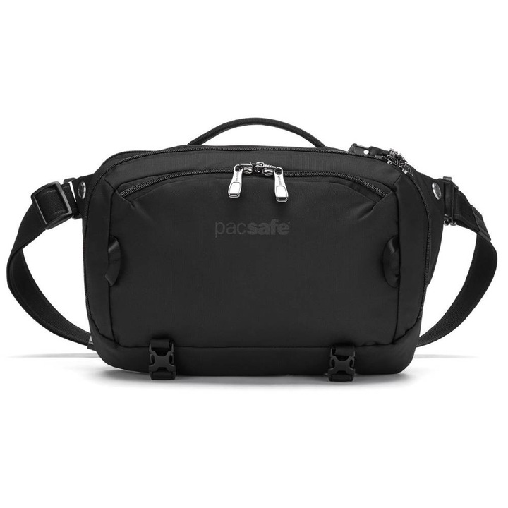 Pacsafe EXP 12" Sling Crossbody laptop táska, terhelésgátlóval, 10L, fekete, 24,5x36,5x11cm