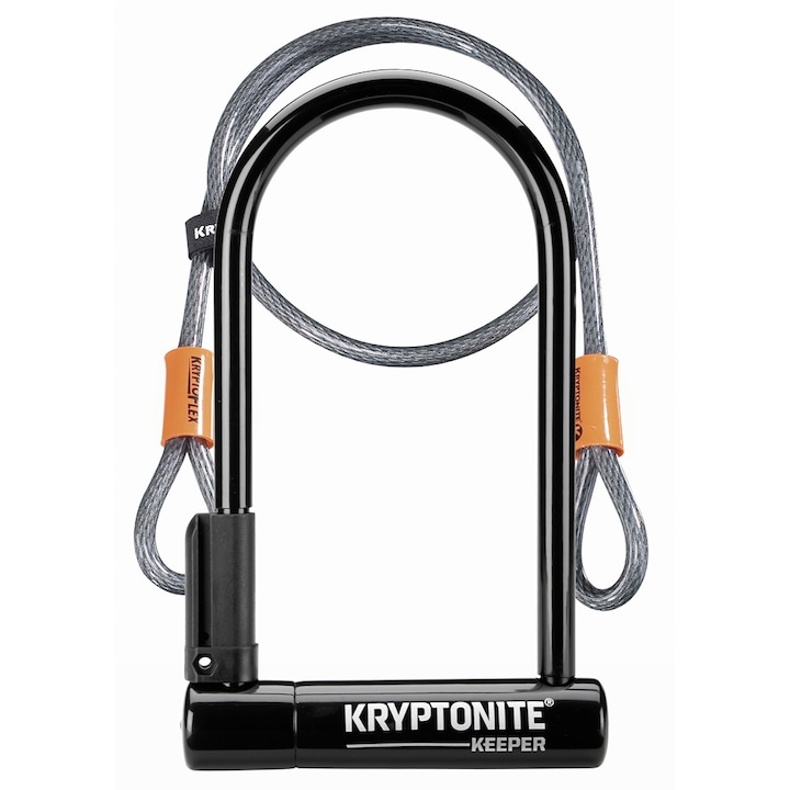 Устройство за заключване U-lock с кабел Kryptonite Keeper 12 STD, 12 мм, черно-оранжев, 20 см, 1.09 кг