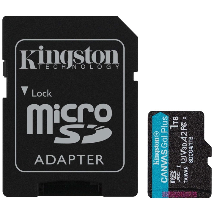 Карта памет Kingston microSDXC Canvas Go! Плюс Gen4 1TB, UHS U3, V30, A2, с адаптер