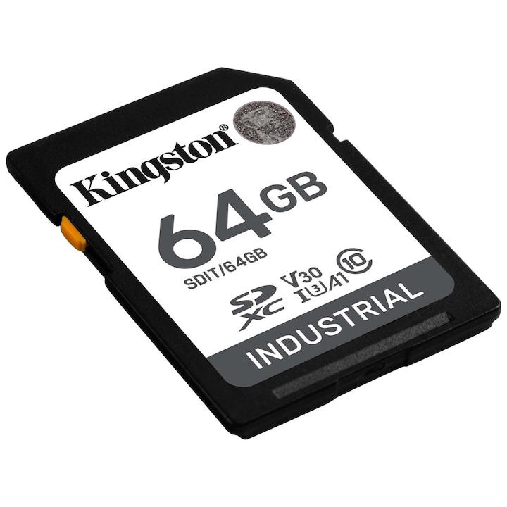 Card de memorie Kingston Industrial SDHC 64GB, viteze 100/80MB/s, rezistență la temperaturi extreme