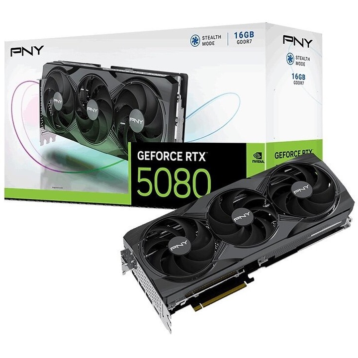 GeForce RTX 5080 grafikus kártya, 16 GB, PCIe 5.0, 3 ventilátor, fekete, 327x59,9x137 mm