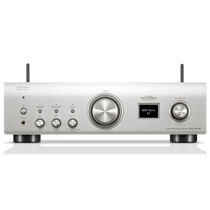 Усилвател Denon PMA-900HNE, 2 канала, 50W, Wi-Fi, Bluetooth, сребрист, 434x131x376 мм