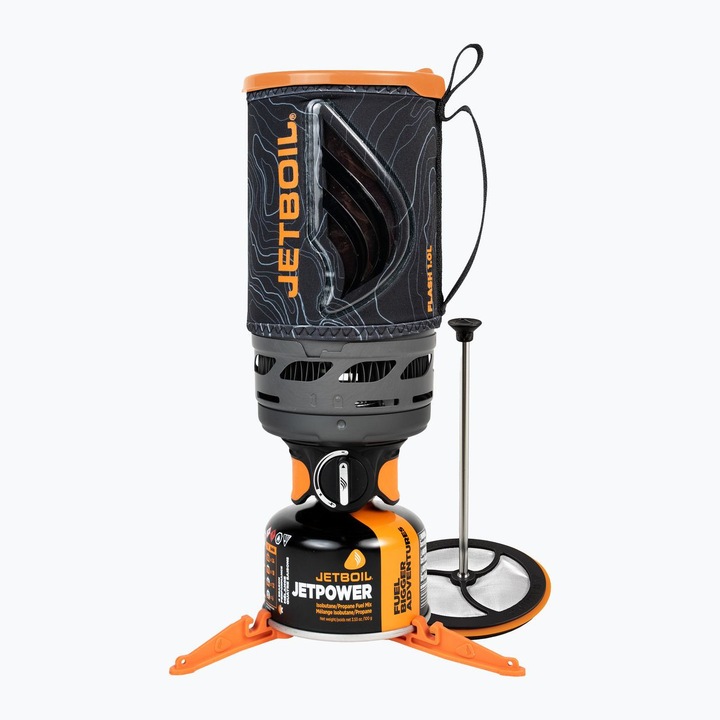 Jetboil New Flash Java Personal Cooking System kempingfőző, 1 l, szürke, 10,8x18,5 cm, komplett szett kávéprésszel