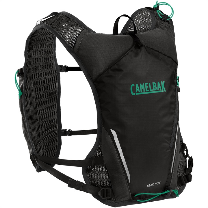 CAMELBAK Trail Run Vest hátizsák, 2 db Quick Stow 500ml-es tartály, fekete, 36x22x10cm