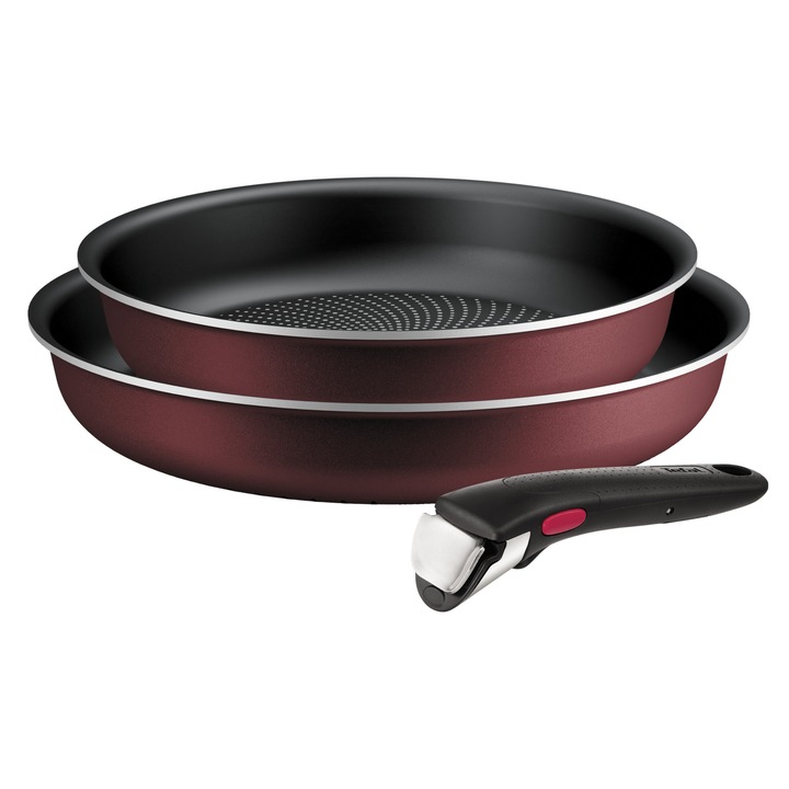 Комплект тигани Tefal Ingenio Simply Cook, 24x28 см, бордо-черен, 3 елемента