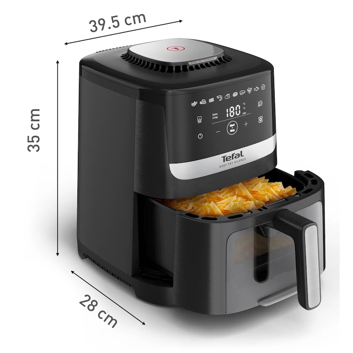 Фритюрник Tefal Easy Fry Silence Vision XL, 1670W, 5л, черен, с мобилно приложение
