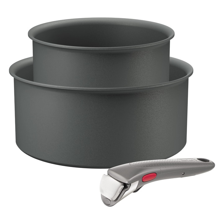 Комплект тенджери Tefal Ingenio Halo, 2 котлона, 16x20 см, сив, индукционен