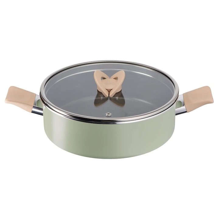 Тенджера Tefal Blossom, 3.3 л, 24 см, алуминий, зелена, комплект със стъклен капак