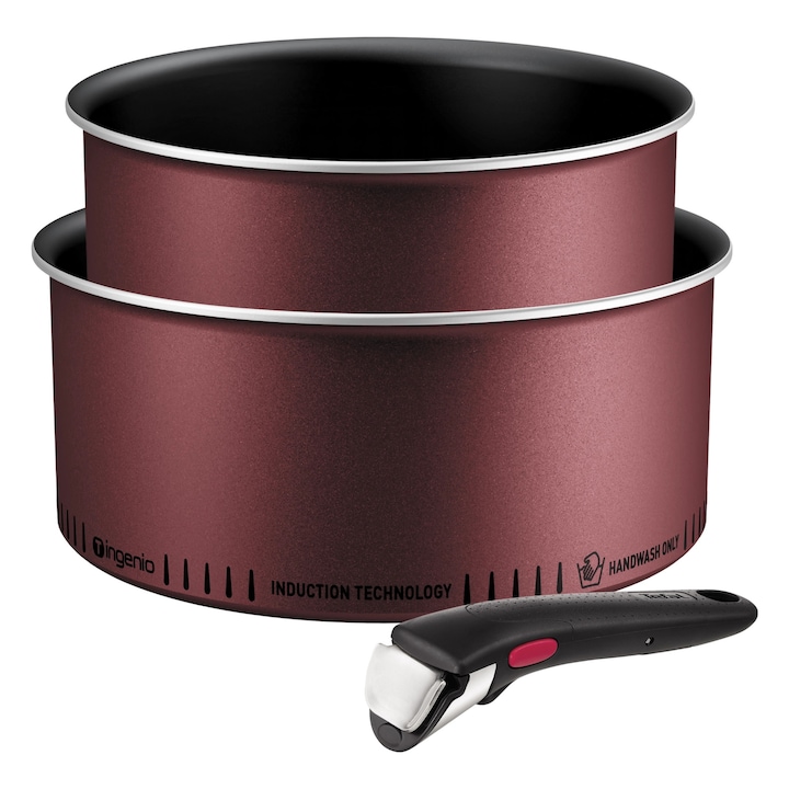 Комплект тенджери Tefal Ingenio Simply Cook, 2 тенджери, бордо, 18x20 см