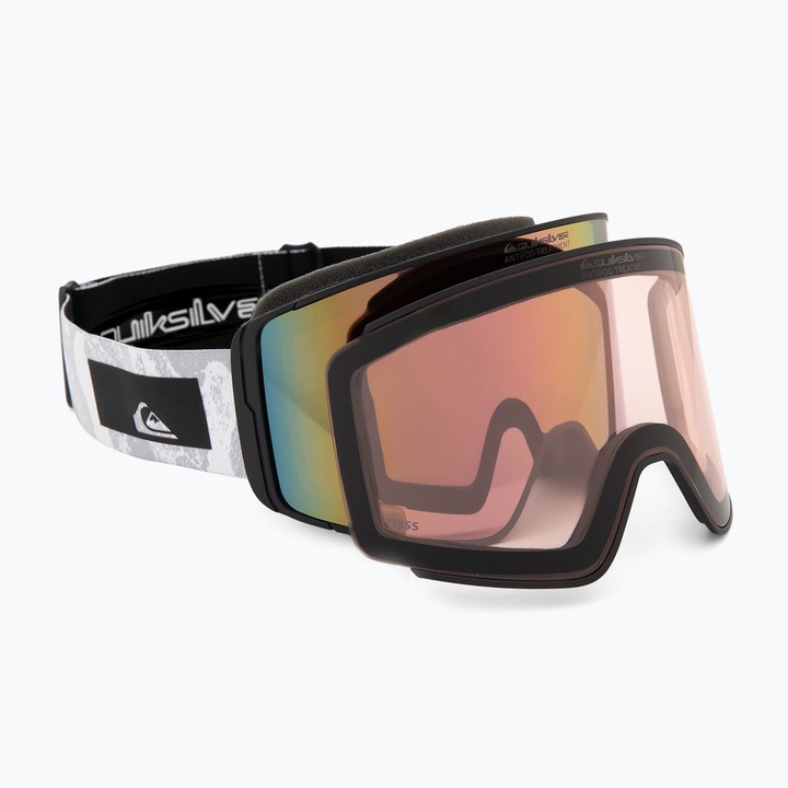 Ochelari snowboard Quiksilver Storm MG, alb, marime OS, cu lentile S3 si S1, protectie UV, ventilare.