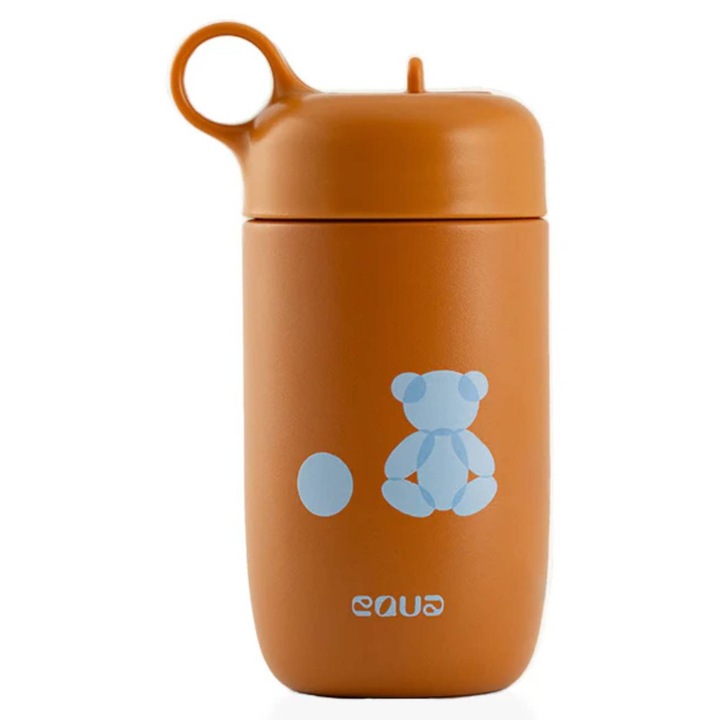 Sticla termica Equa Kids, 0,4 l, portocalie, teddy bear, 15,5x7,2cm