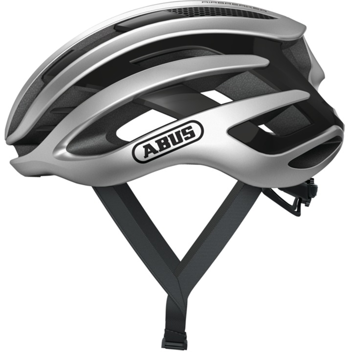 Casca de protectie pentru bicicleta Abus AirBreaker, aerodinamica, ventilare optima, alb, marime ajustabila