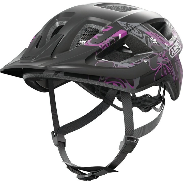ABUS Aduro 3.0 kerékpáros sisak, 52-58 cm, fekete-lila, szellőzéssel