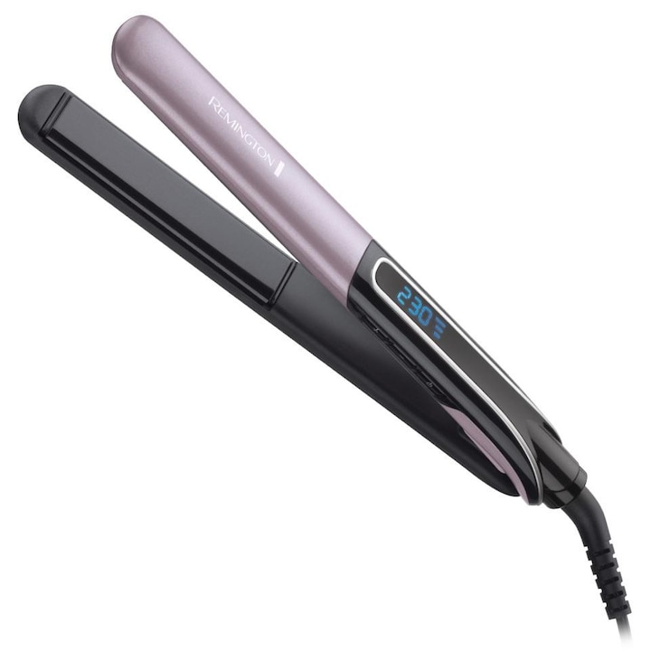 Преса за коса Remington S6700 Sleek & Curl Expert, титаниево-керамична, черно-лилава, 230°C, комплект