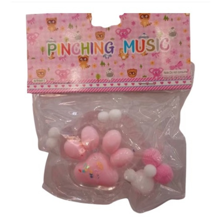 Jucarie squishy moale, cu textura de revenire lenta, labuta de pisica, roz transparent, PICCGROVE®