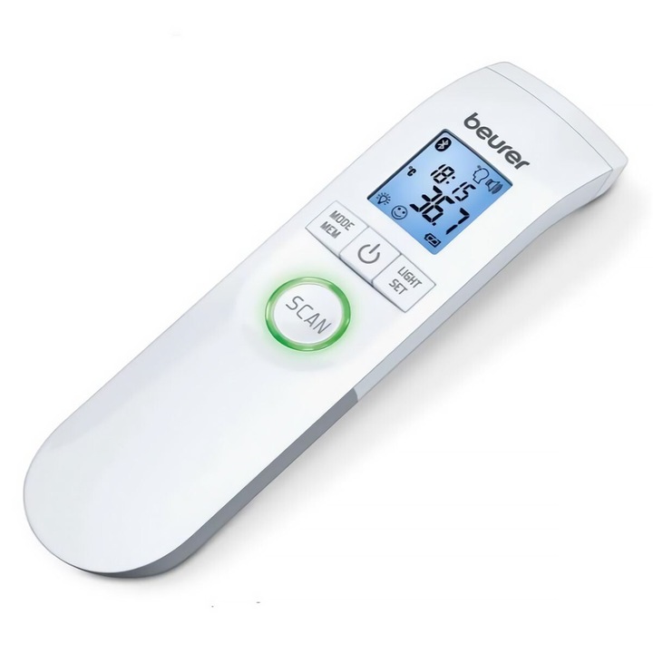 Termometru Beurer FT 95, fara contact, alb, 20x9x5cm, set complet cu 2 baterii AAA