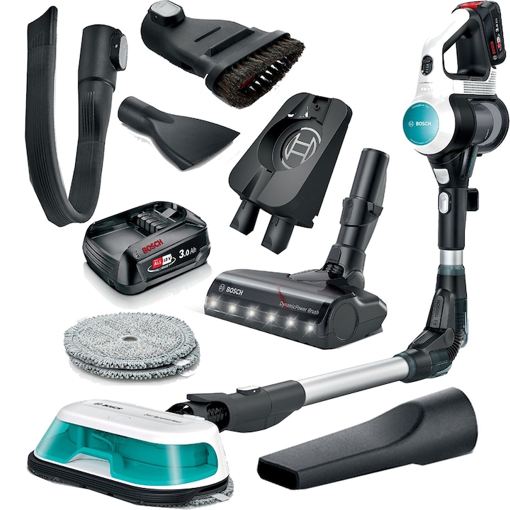 Прахосмукачка Bosch Unlimited 7 Prohygienic Aqua, 80 мин. автономия, функция Turbo, черно-бяла
