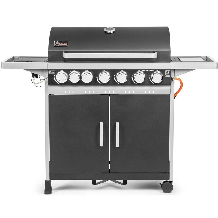 Грил за тревна площ Activa Nevada XXL, 6 горелки, 2 решетки, черно-сребрист, 53x140x108см