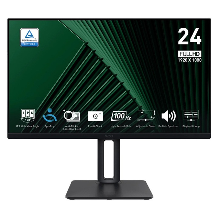 MSI PRO MP245PG monitor 24", Full HD, 100Hz, 1ms, fekete, 540x401x289mm