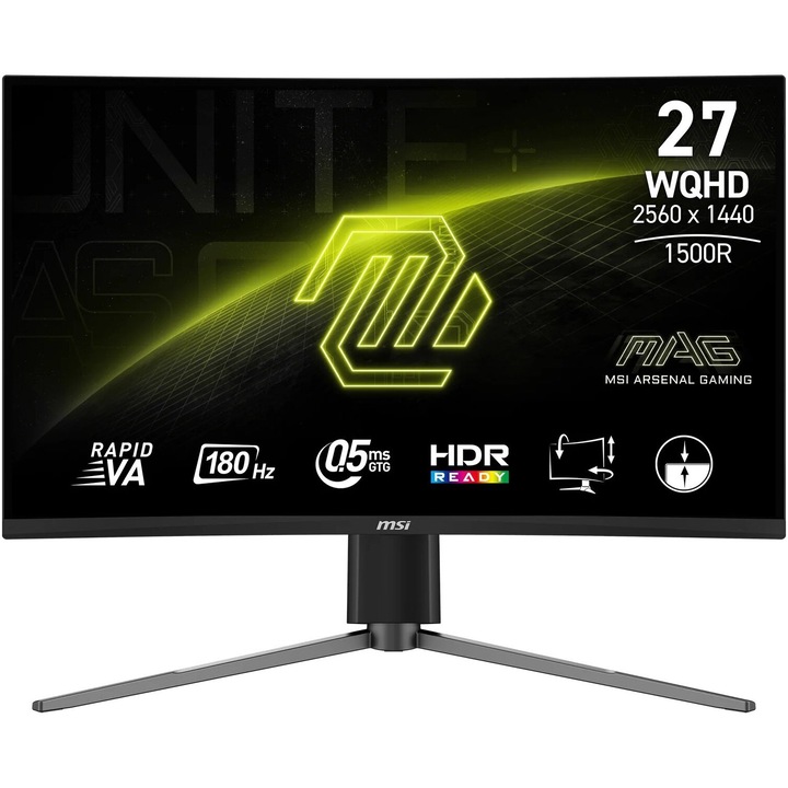 MSI MAG 27CQ6PF 27" 2560x1440px, 180Hz, Ívelt, Fekete Monitor