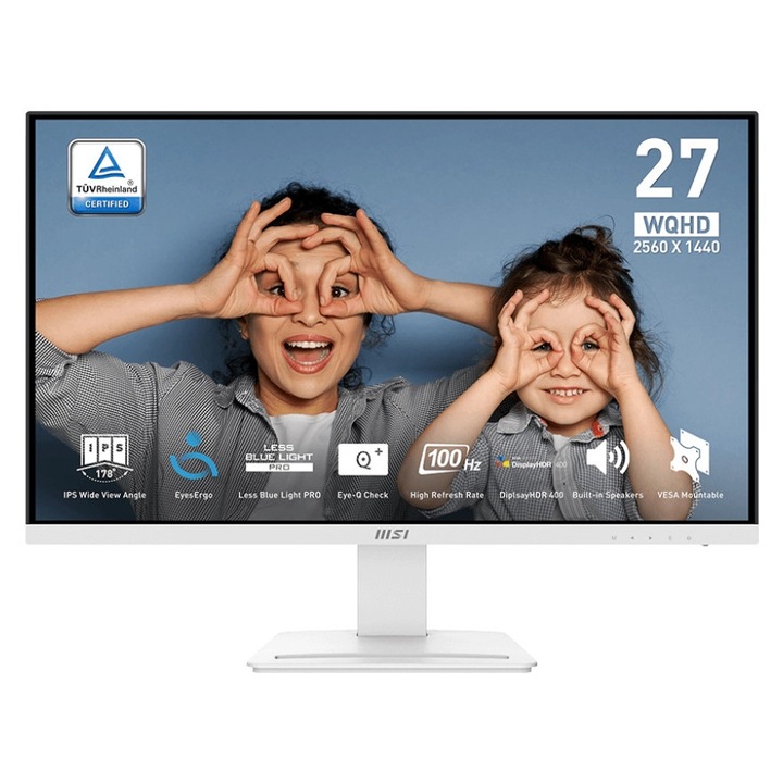 MSI PRO MP273QW E2 27" 2K IPS monitor 100Hz 1ms, fehér