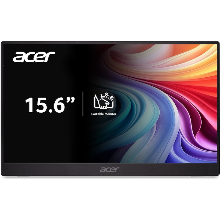 Acer monitor, 15,6" IPS 1920x1080, hordozható, fekete