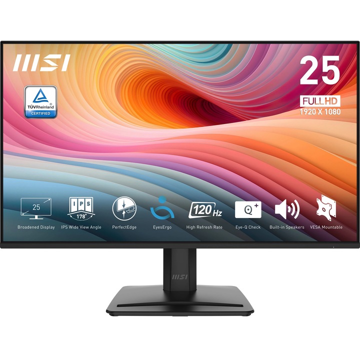 MSI Pro MP251 E2 monitor 24,5" Full HD, IPS, 120Hz, 1ms, fekete, 557x414x188mm