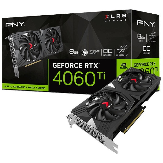 Placa video GeForce RTX 4060 Ti, 8GB, PCIe 4.0, 2 ventilatoare
