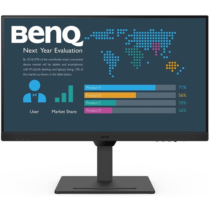 BenQ 27"-os monitor, 2560x1440px, IPS, fekete, állítható állvánnyal