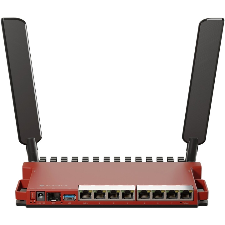 Router wireless MIKROTIK, 2.4 GHz, 512MB RAM, 128MB flash, rosu-negru, 22x220x125mm
