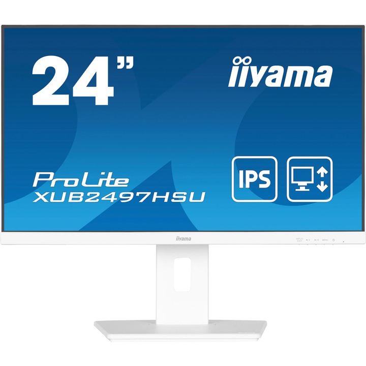 IIYAMA ProLite XUB2497HSU-W2 23,8" Full HD IPS 100Hz monitor, fehér, 539x350-500x210mm, kábelekkel