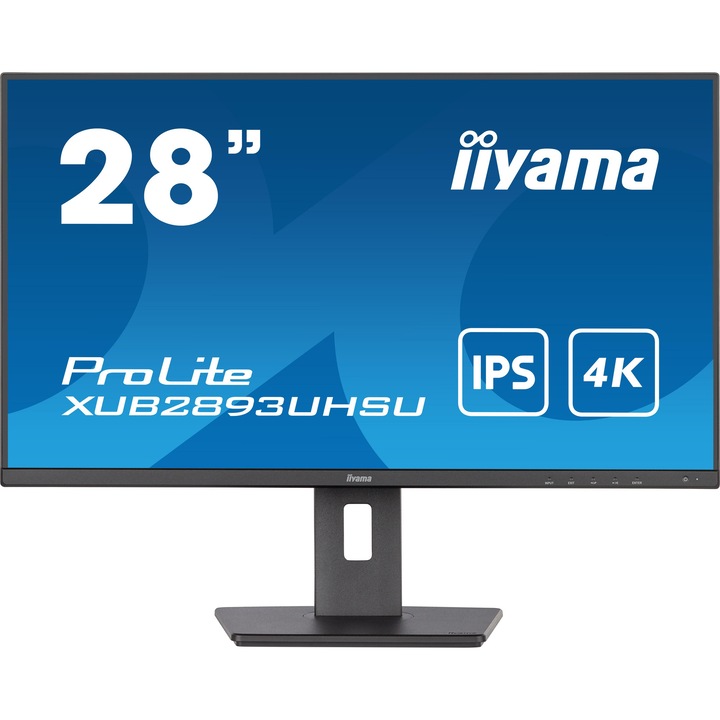 iiyama ProLite 28" 4K IPS monitor, 60Hz, 3ms, fekete, 637x397-547x210mm