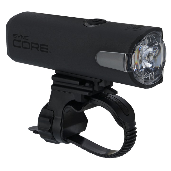 Lampa bicicleta Cateye Sync Core HL-NW100RC, 500 lumeni, incarcare USB, FlexTight, montare pe fata