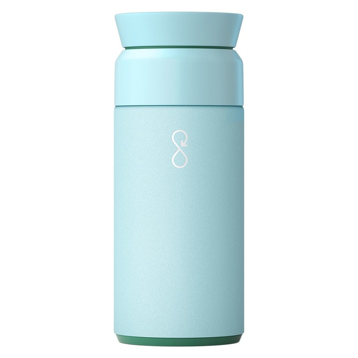 Cana termica Ocean Bottle Brew Flask 0,35 l, izolatie dubla, reciclabila, albastru deschis