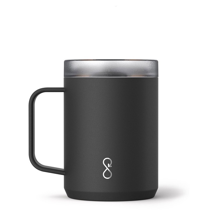 Cana termos cu maner Ocean Bottle, 0,35 l, izolatie dubla, mentine temperatura, 8,2x12cm, negru obsidian