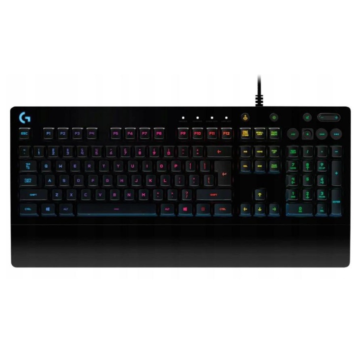 Мембранна клавиатура Logitech G213 Prodigy, водоустойчива, осветена, 1.8 м, черна