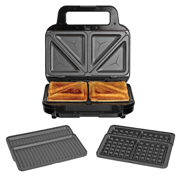 Sandwich-maker Breville VST098X, 3 in 1, negru/argintiu, 900W