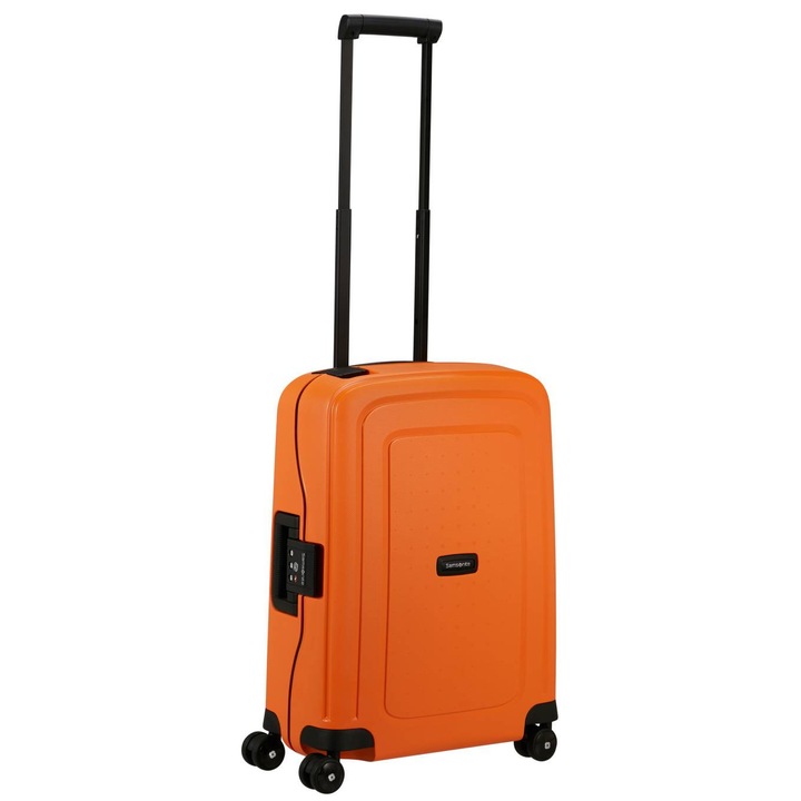 Troler cabina Samsonite S'Cure, foarte usor, material FlowLite, 4 roti, portocalie