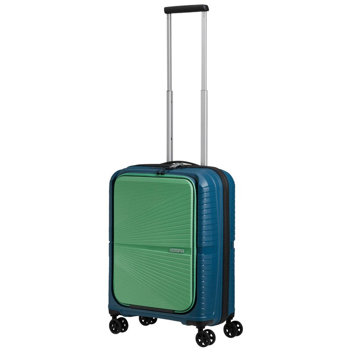 Troler American Tourister Airconic Frontloader, polipropilena, compartiment laptop 15.6", albastru/verde