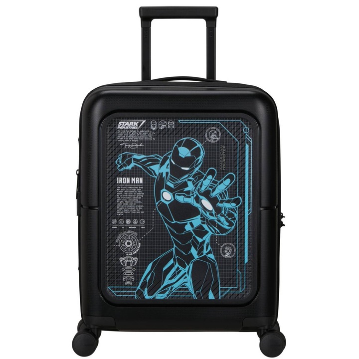 Troler copii American Tourister DashPop Marvel, extensibil, 4 roti, negru